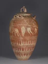 Etruský pithos s víkem se scénou oslepení Polyféma, 650-25 př. n. l.